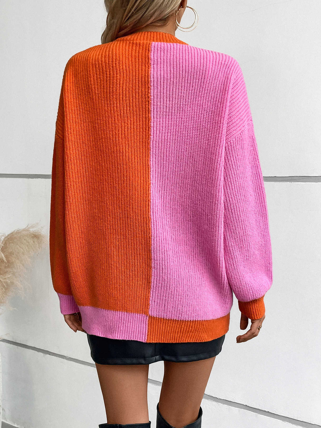 Women's Sweaters Matching color sweater female autumn and winter new casual loose long sleeve knitted cardigan coat for women Q240729