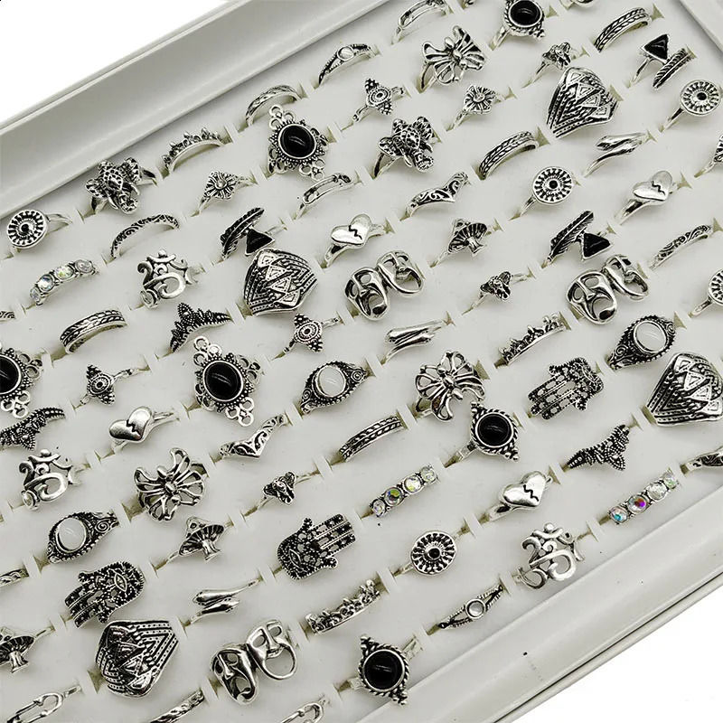 50000 styles of different finger rings wholesale inventory 100 piecesbatch retro silver gold alloy joint ring party women 240723