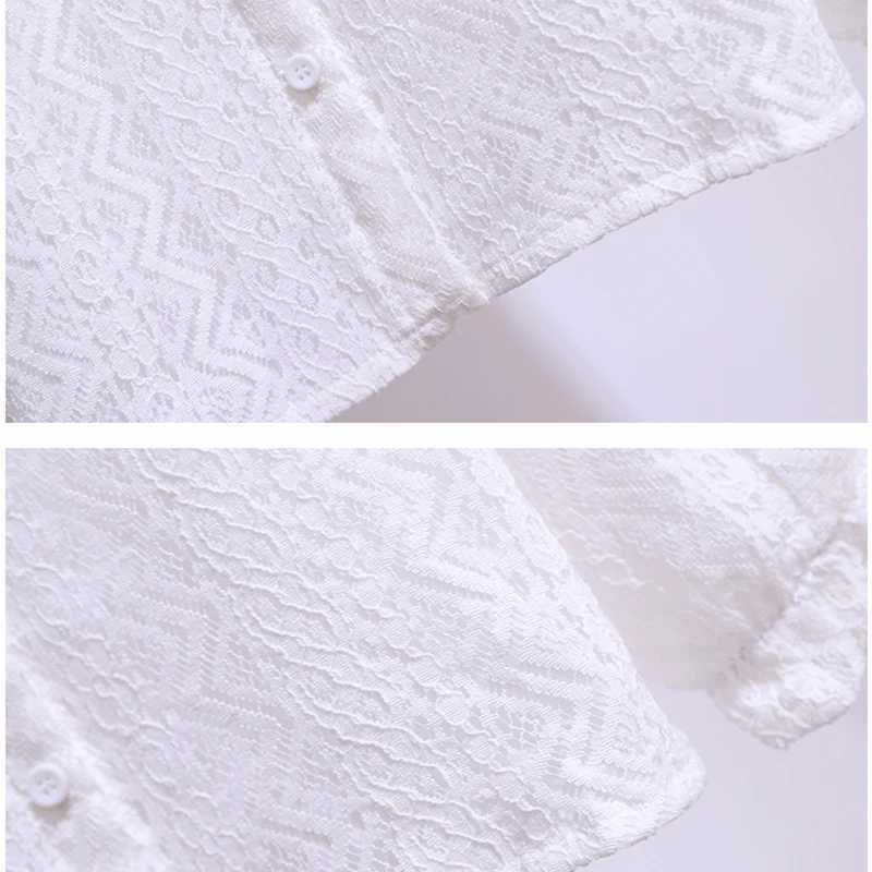 Girls white lace baby shirt top for spring and autumn childrens full sleeved white English style shirt clothing 2-8YW240729