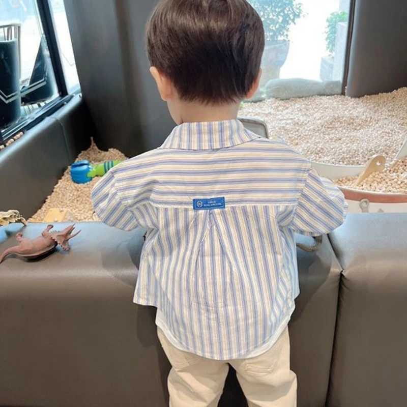 Childrens shirt spring thin shirt baby boy flat top childrens boy coat long sleeved casual shirt D2LW240729