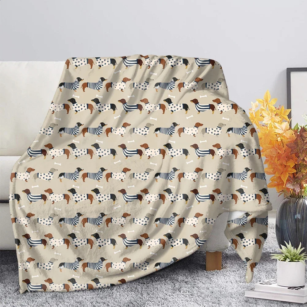 Dachshund Blanket Fluffy Soft Warm Sausage Dog Throw Blankets for Bed Sofa Lightweight Plush Sheet Bedspread Flannel Cozy Cover 240729