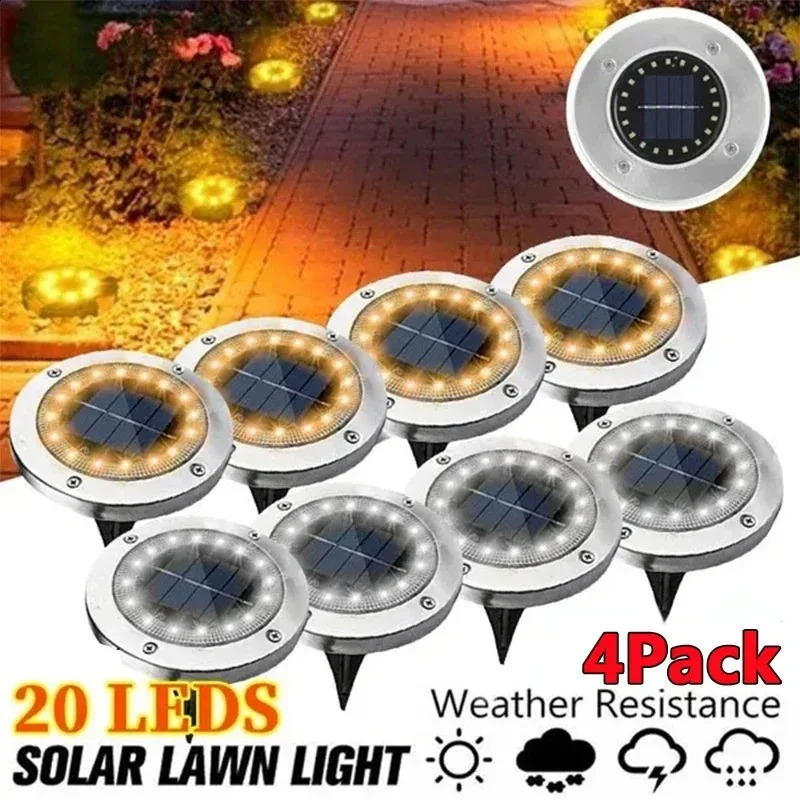 820LED Solar Power Disk Light Outdoor Garden Underground Deck Spotlight Buried Led Lamp Decor 240729