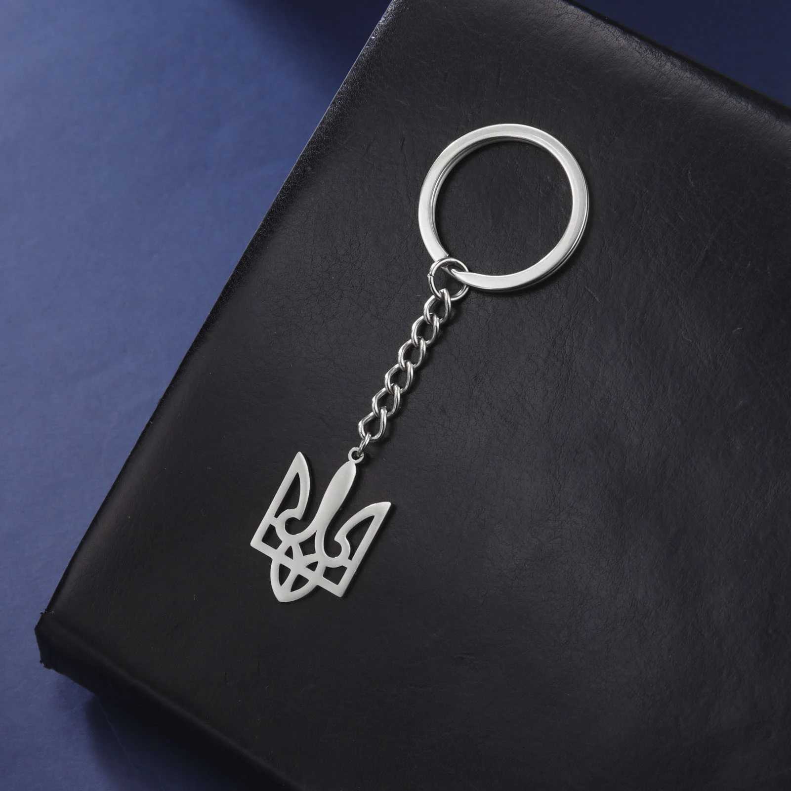 Ukraine National Emblem Keychain Ukrainian Symbol Rings Holder Steel Gold Color Jewelry Bijous Badge Bag Pendant Car Key ChainsL240729