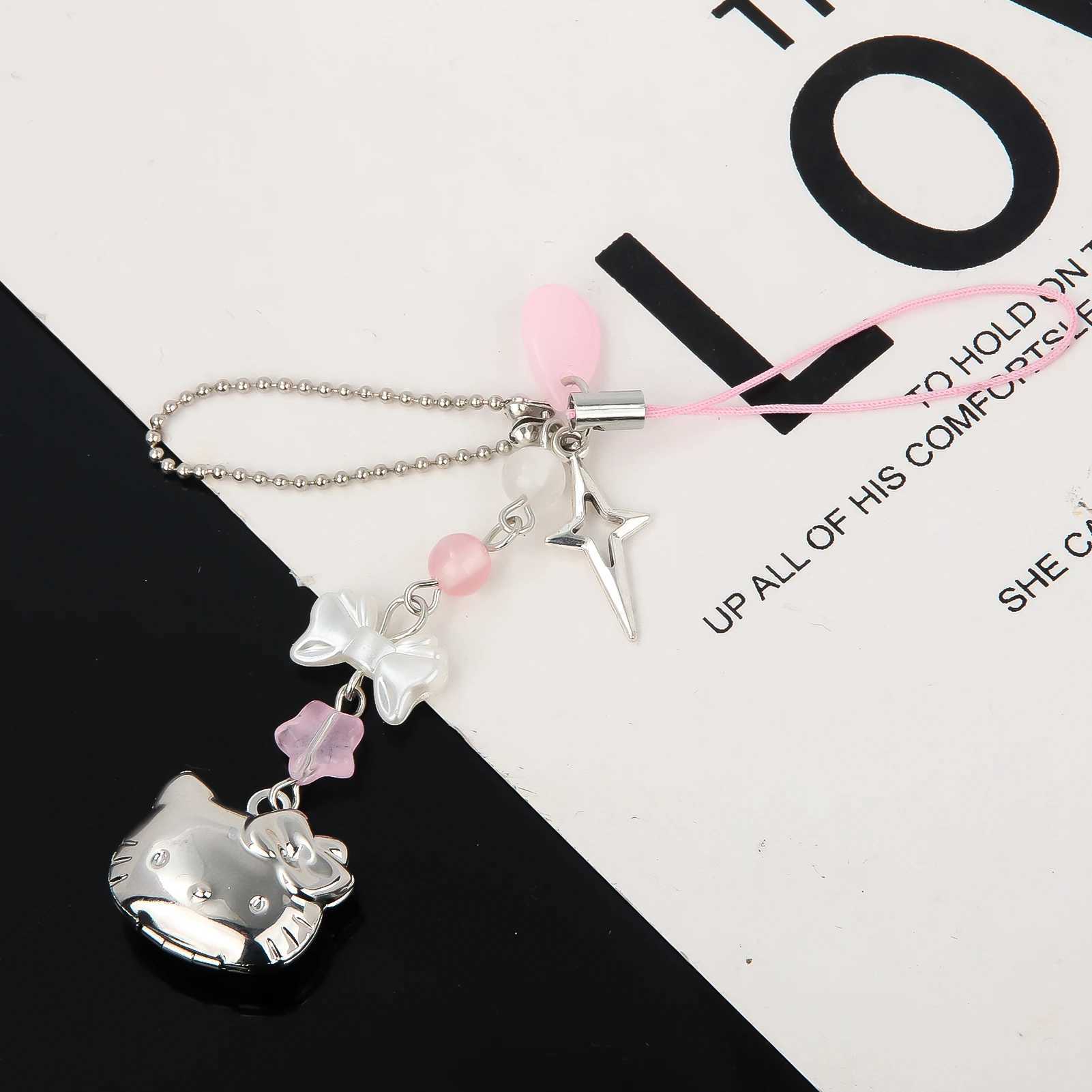 Cartoon Pink Kitty Cat Keychain Unique Design Cute Cartoon Character Pendant Keyring For Men Women Jewelry GiftsL240729