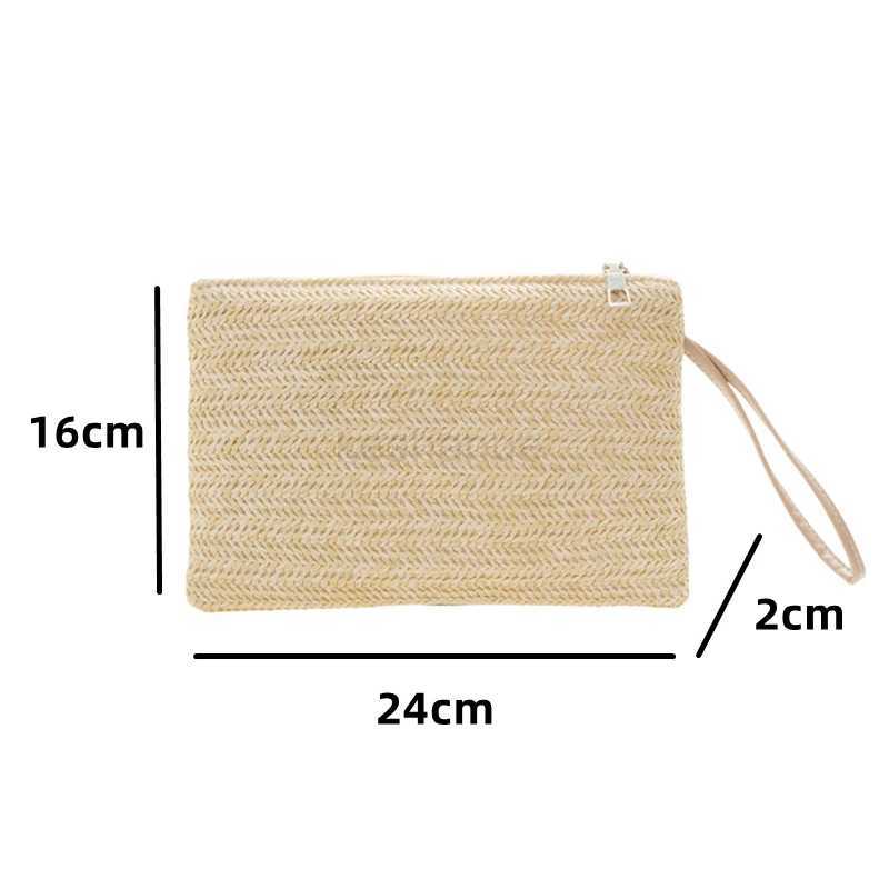 Women Clutch Bag Handmade Backpack Fashion Ladies Wristlet Girl Phone Solid Straw Woven Coin Purse Beach Wallet Fresh SweetXJ240729