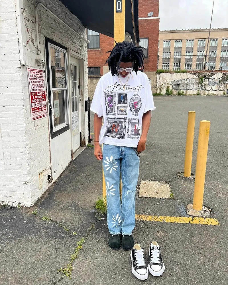 Retro round neck cotton anime printed short sleeved oversized Tshirt for men Y2K Gothic Harajuku casual fashion couple loose shirt 240813