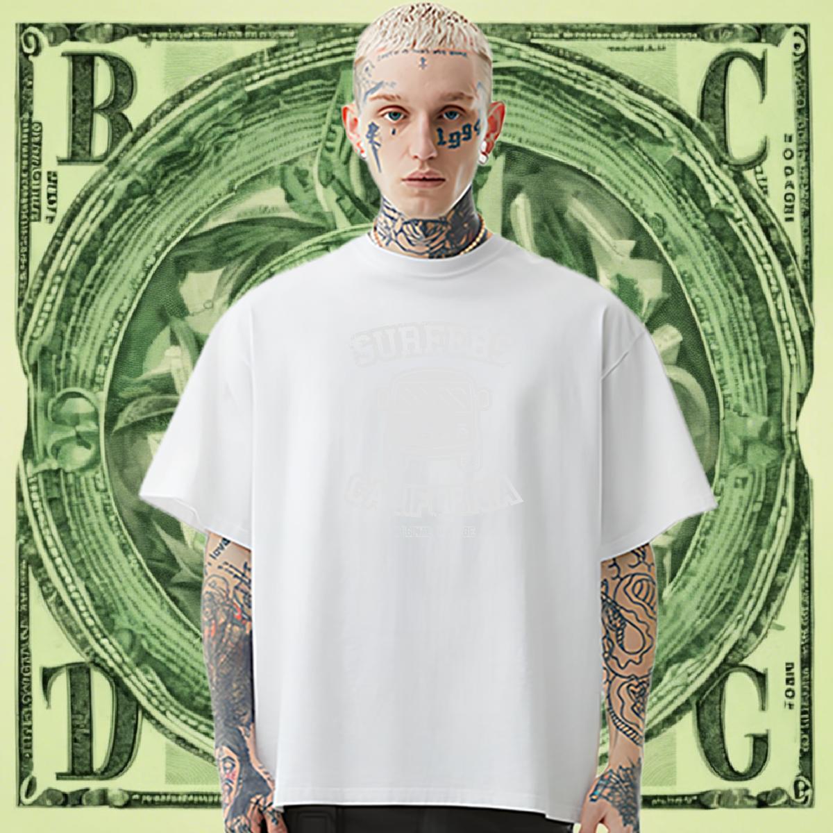 Loose Men Clothes T-Shirt 230g Cotton Street Casual letter DIY Printed Short Sleeve Soft Customized Men T Shirts Polos