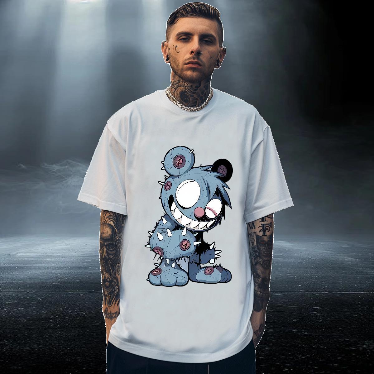 TOP Quality Men Tshirts 100% Cotton 230g Sports Casual bear Custom Printed Breathable Crew Neck Casual New Mens T Shirts Tops Tees