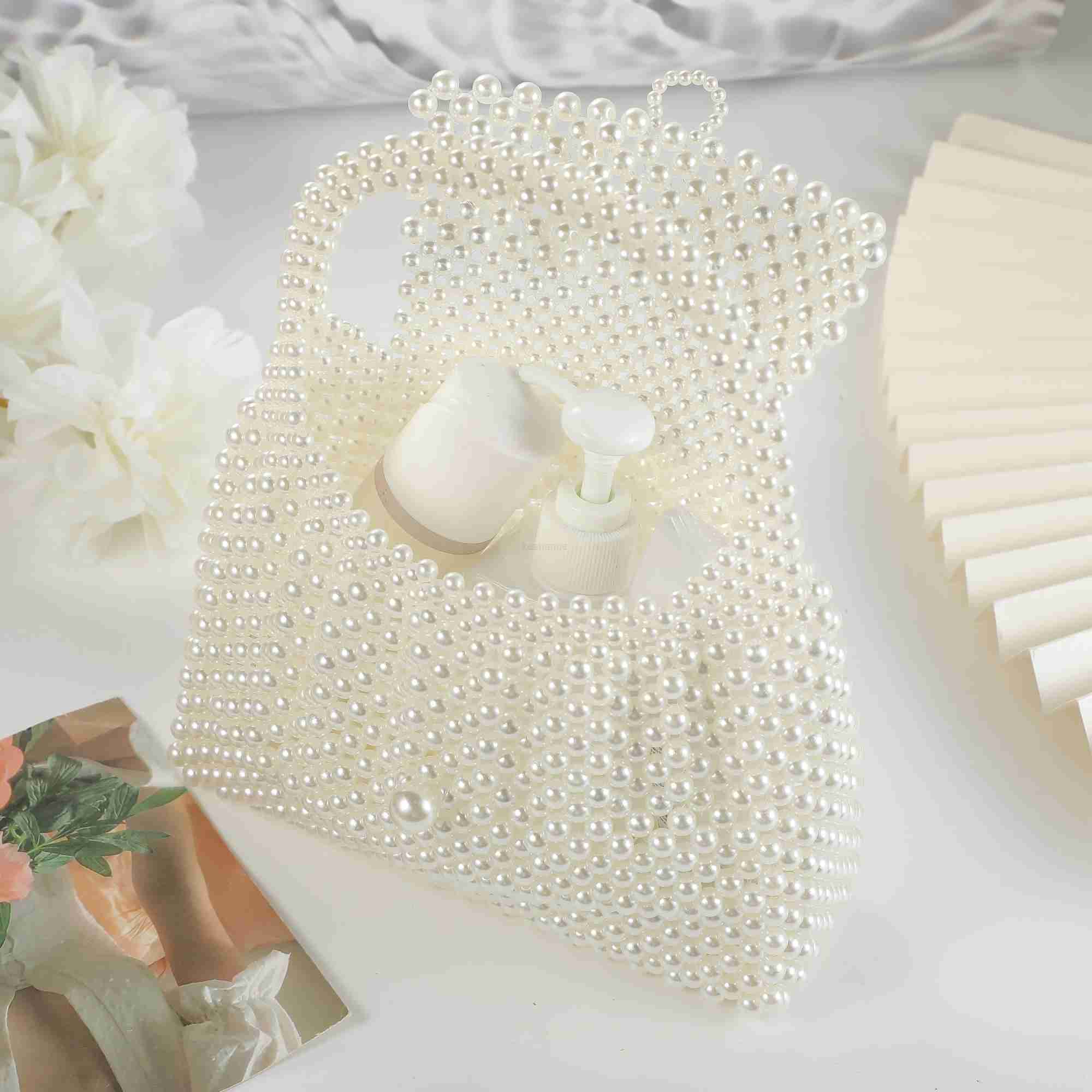 Beautifully woven shell pearl purse stylish purse handmade beaded purse lady travel handbag wedding party dinner bagXJ240729