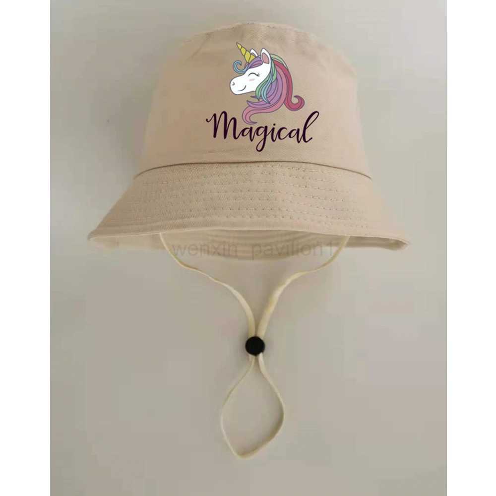 girls bucket hat unicorn hats cap accessories girls summer sun fishing hat cap for kids Windproof rope mommy and me bonnetsXJ240729