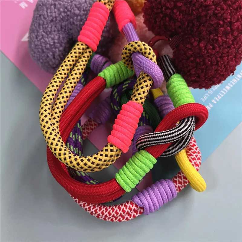 Car Keychain Heart Plush Keychain Colorful Lanyard Bag Keyring Accessories Fashion Wrist Strap Anti-lost Pendant KeychainsL240729