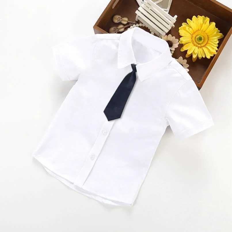 Summer uniforms for infants toddlers teenagers boys boys shirts white short sleeves collars childrens tops boys school uniformsW240729