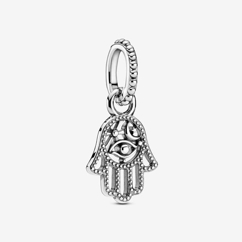 Hand Dangle Charm 925 Sterling Silver Logo Charms Snake Chain Bracelet Bangle Necklace DIY Making Components Pendant charm with Original Box Set Wholesale
