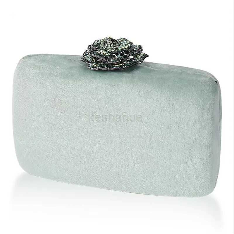 2023 Velvet Clutch Bag Diamond Flower Lock Elegant Evening Bag Luxury Designer Purse Wedding Chain Clutch Drop ShippingXJ240729
