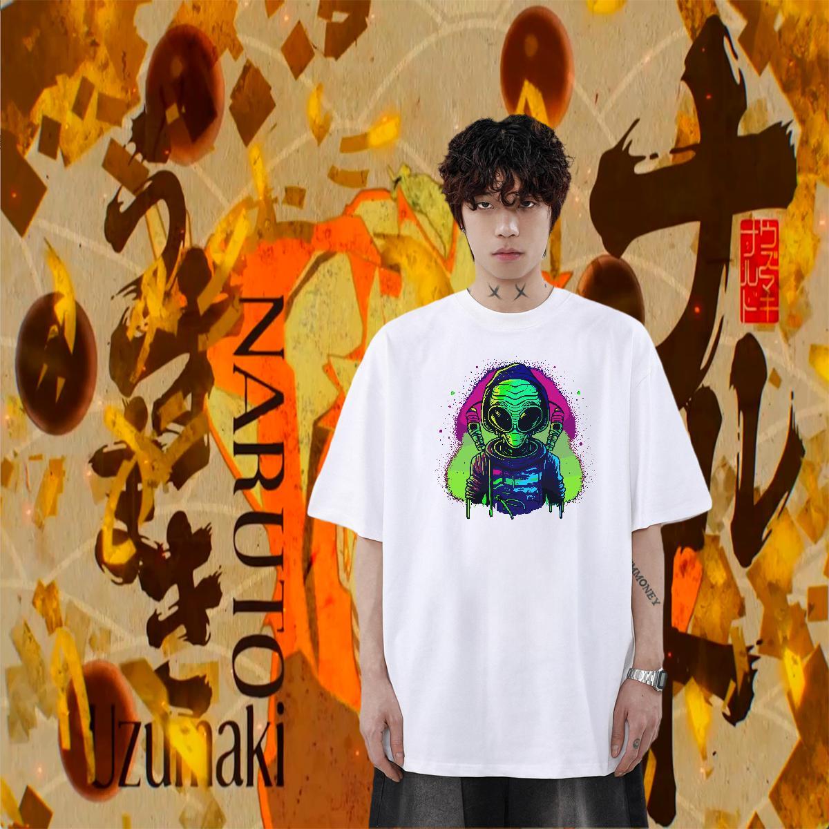 Comfortable Men Tees 230g Cotton Street ET Graphic Breathable Short Sleeve 2024 DIY Mens T Shirts Tees Shirts