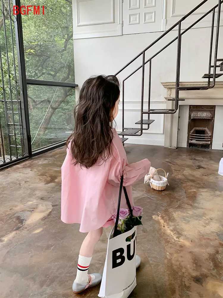 Fashionable baby girl pink shirt baby loose top solid color spring summer youth and childrens clothing 1-11YW240729