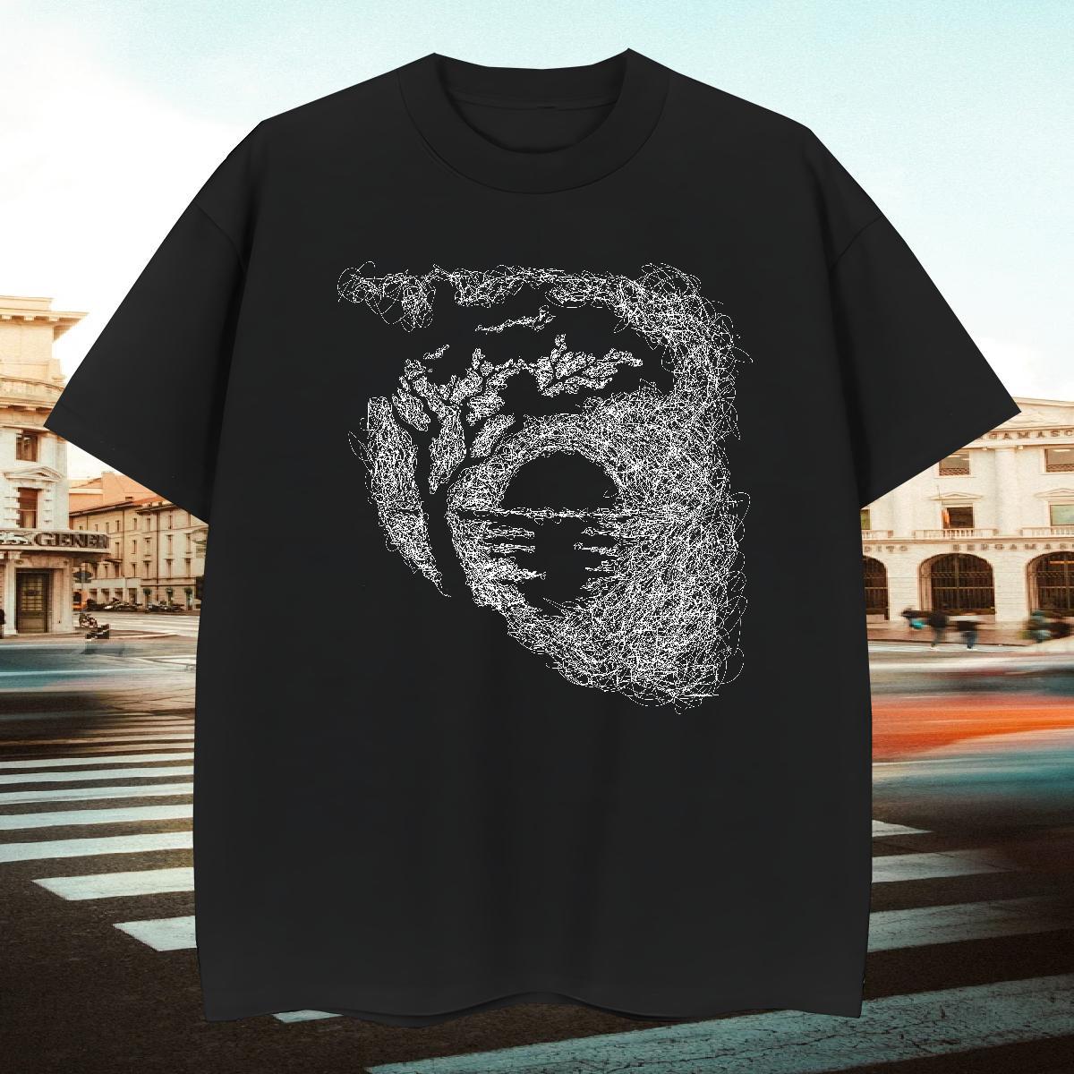 Loose Fit Tshirts 100% Cotton 230g Beach tree DIY Printed Breathable Soft New T-Shirts for Men Polos