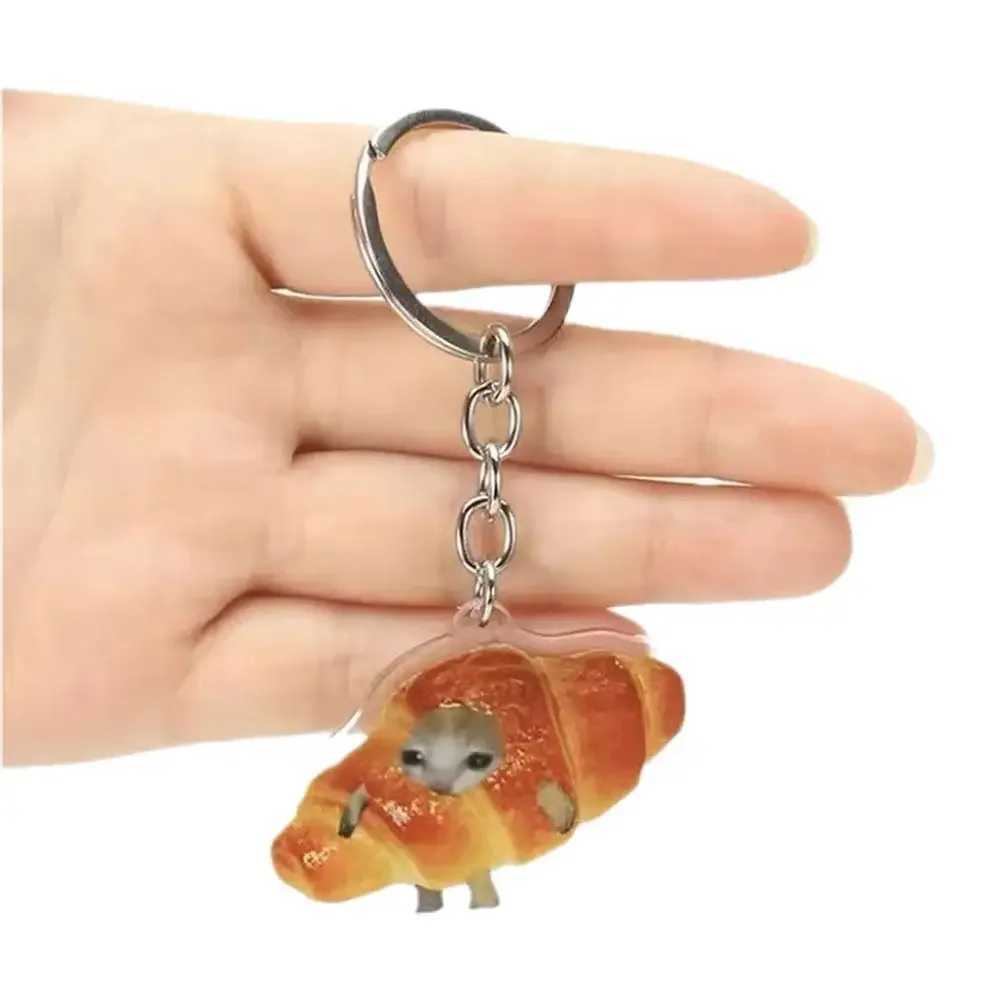 2024 Happy Banana Cat Key Chain Mobile Phone Chain Student Gift Funny Cat Bag Pendant Lanyard Happy Cat KeychainL240729