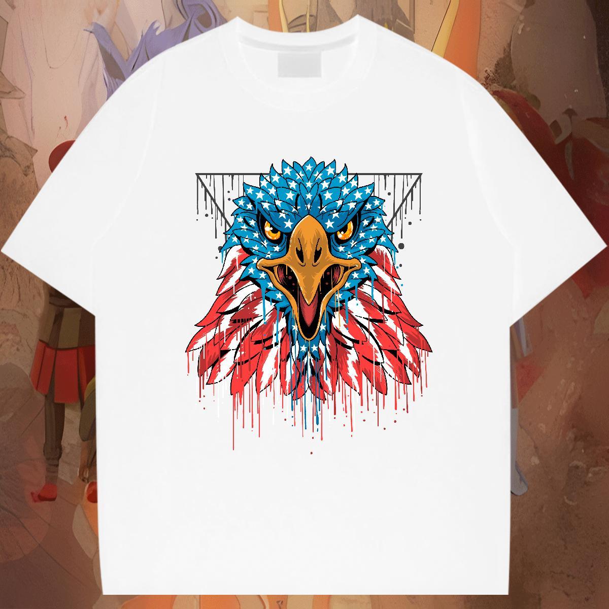 TOP Quality Men Tees 230g 100% Cotton Sport eagle Oversized 3XL 4XL Breathable Short Sleeve 2024 DIY Men T Shirts Top Tees