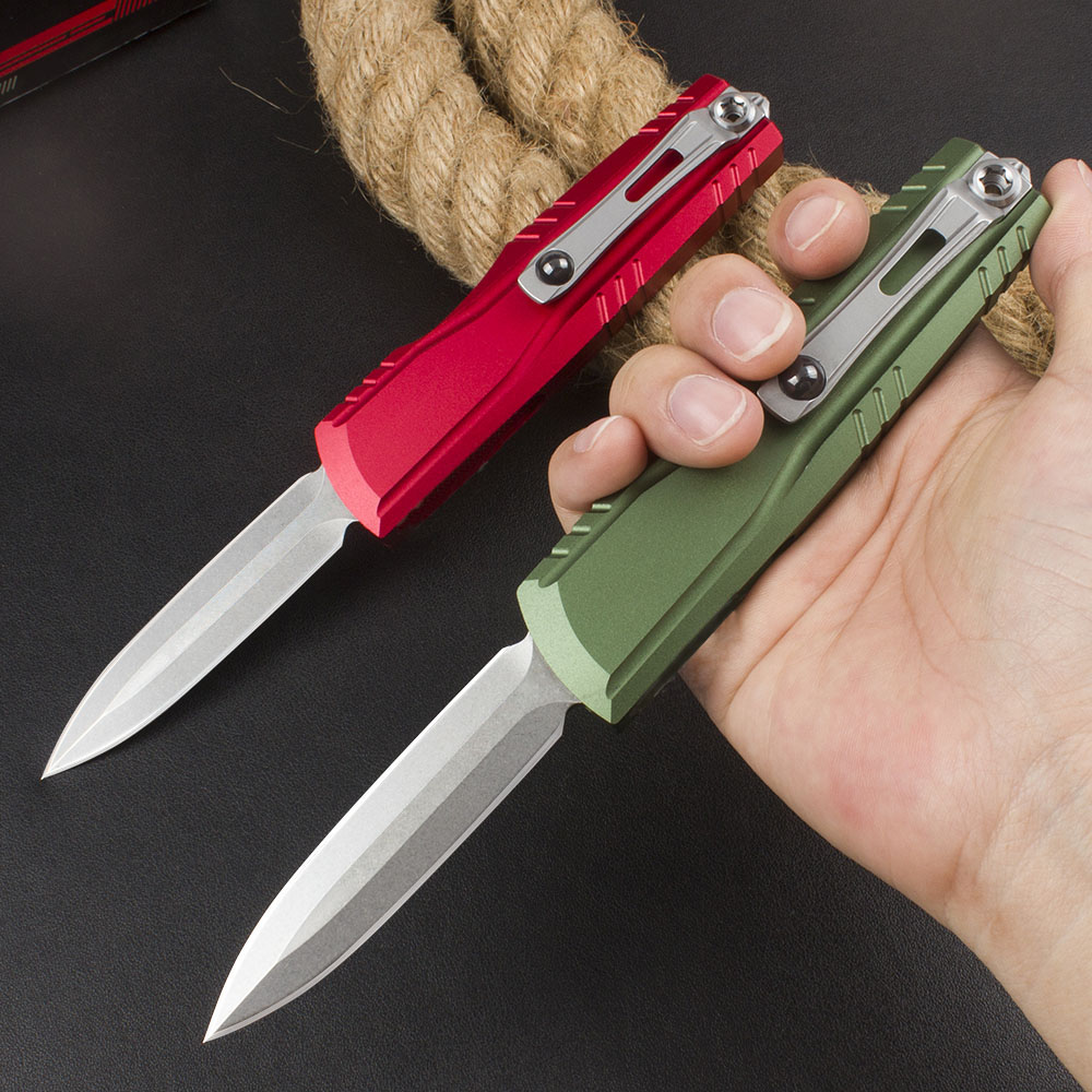 High End Tactical Knife D2 Stone Wash Double Edge Blade CNC Aviation Aluminum Handle Outdoor Camping Survival Knives with Nylon Bag