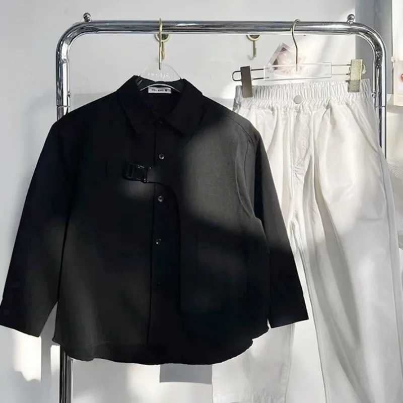 Boys baby shirt jacket 2023 black spring autumn shirt cotton gift plus size childrens clothingW240729