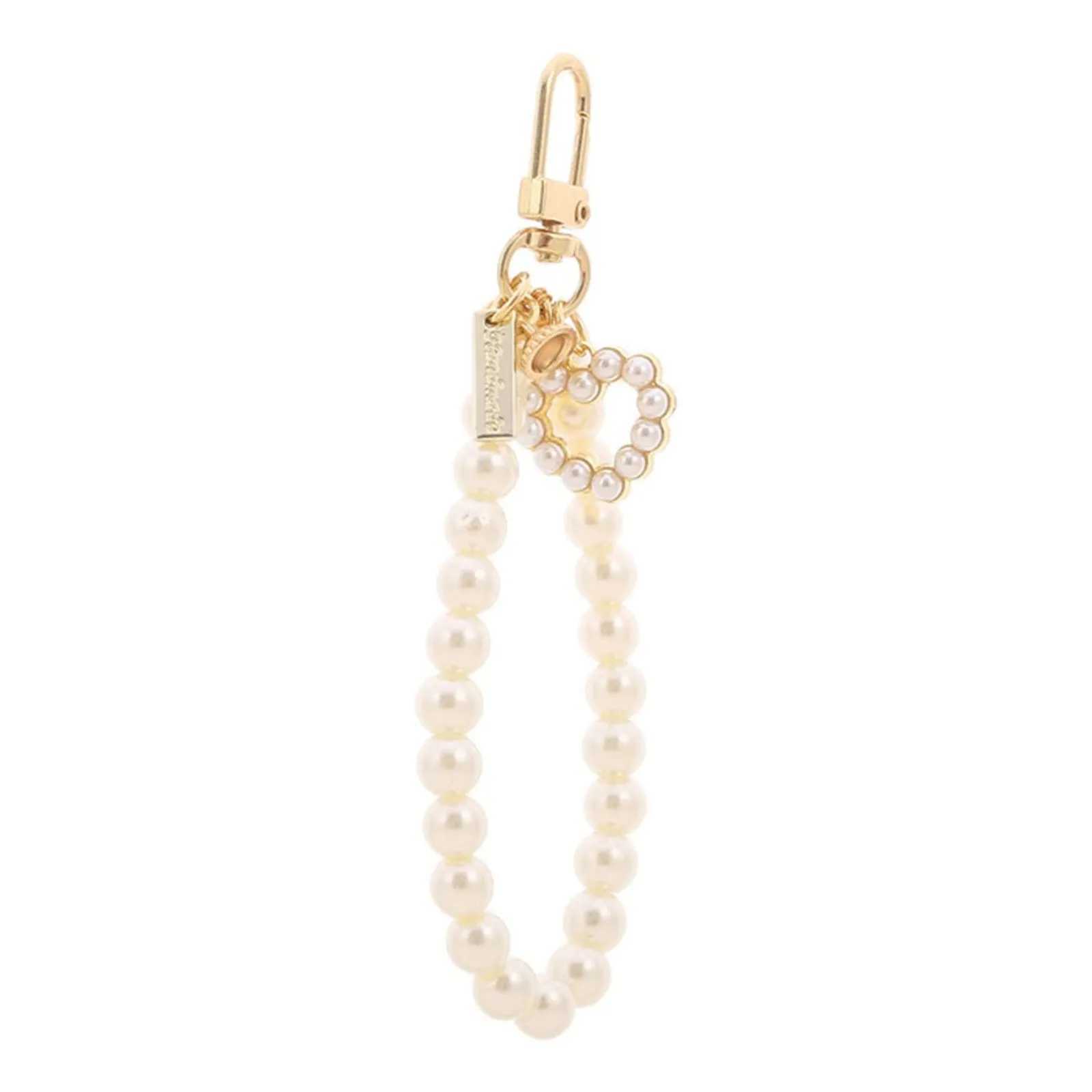 Hot Keychains For Men Car Bag Womens Faux Pearl Keychain Golden Car Key Chain Backpack Key Pendant Accessory Key Ring chaveiroL240729