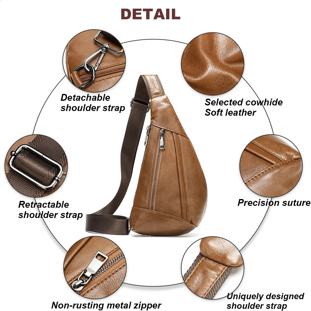 MVA Genuine Leather Bag Mens Crossbody Bag For Men Messenger Bags Men Leather Mens Shoulder/Chest Bags Small Chest Pack 7025 240729