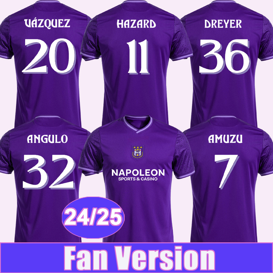 24 25 Anderlecht Mens Soccer Jerseys AMUZU HAZARD DOLBERG VAZQUEZ ANGULO DREYER SIMIC VERSCHAEREN VERTONGHEN LEONI ASHIMERU Home Football Shirts