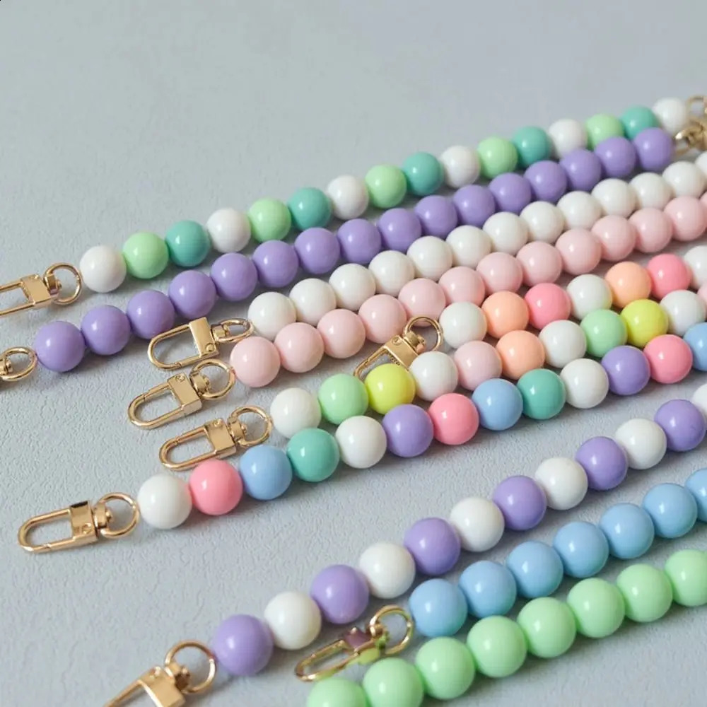 Colored Bead Handbag Chain Replaceable Bag Parts Accessories Handbag Strap Resin Phone Case Accessories Handcrafted Wristband 240729