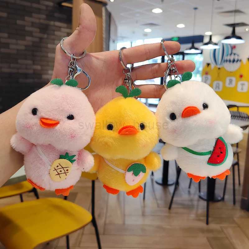 Fashion Plush Keychain Cute Duck Pendant Doll Soft Stuffed Animal Keyring Bag Hanging Charms Decoration Car Key AccessoriesL240729
