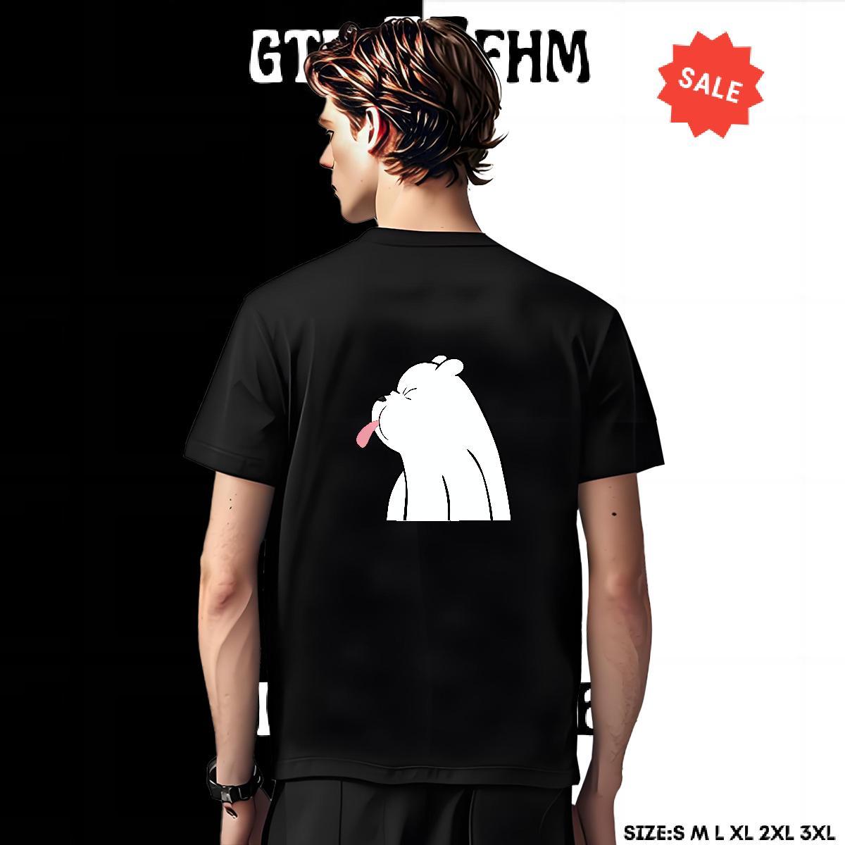 TOP Quality Mens Tshirts 100% Cotton 230g Summer Casual bear Black Oversized Breathable Crew Neck 2024 New T-Shirts for Men Clothings