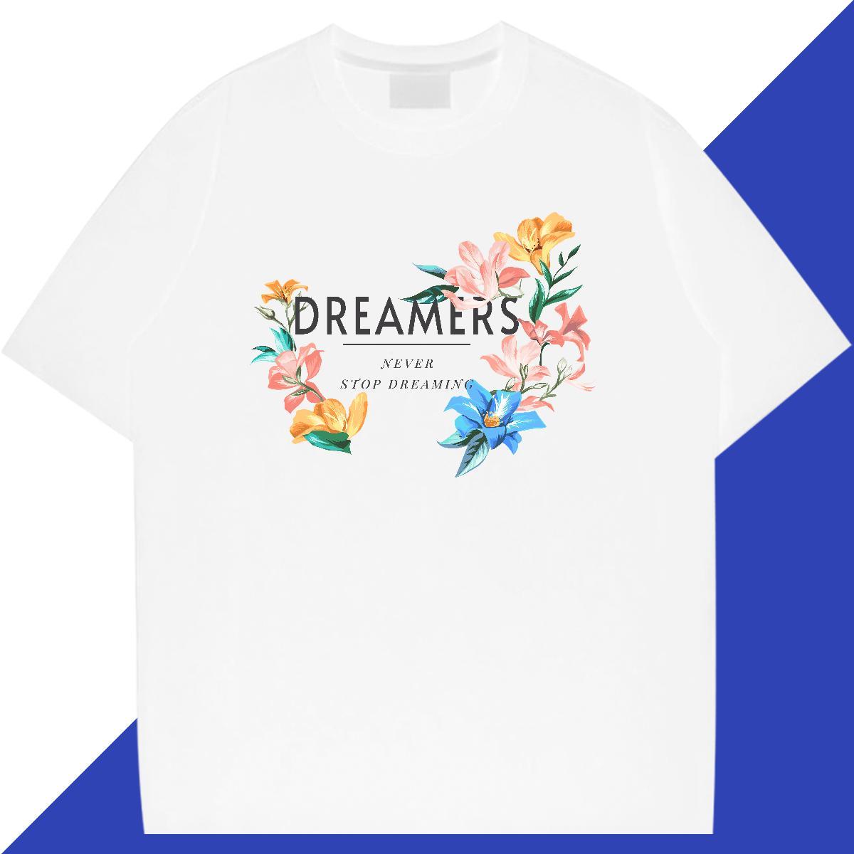 Wholesale Men Tshirts 100% Cotton 230g Daily Outfit flower DIY Printed Breathable Soft Brand Mens T Shirts Tops
