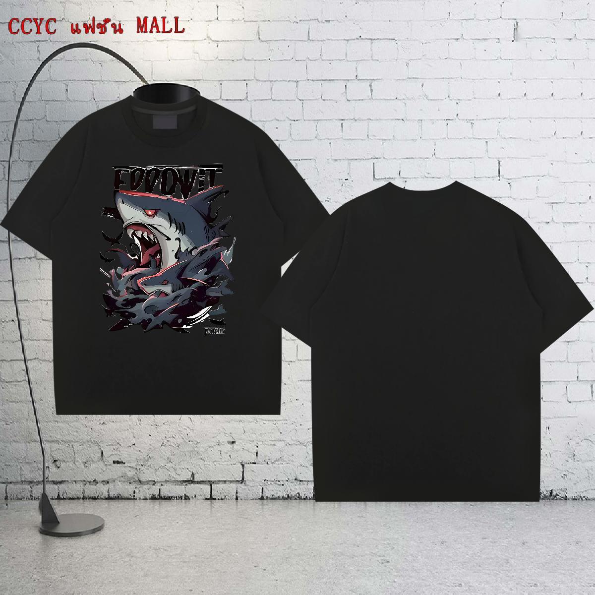 Brand Men Tops Tees 230g 100% Cotton Sport shark DIY Pure Cotton Fashion Designer T Shirts Men Wear