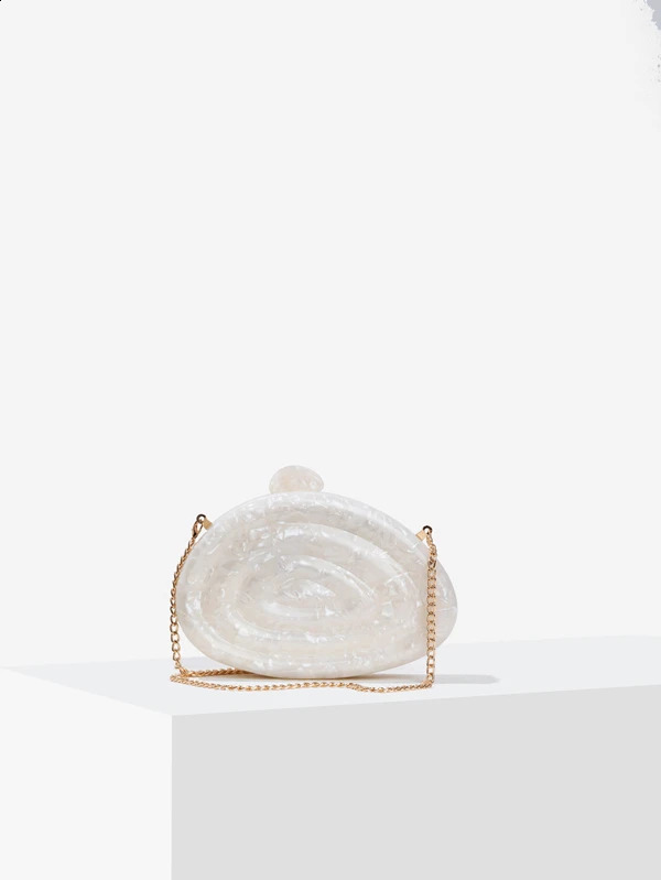 Shell Clutch Bag Acrylic egg clutch bag women wedding evening party cute purse green white pink rose handbag summer 240729