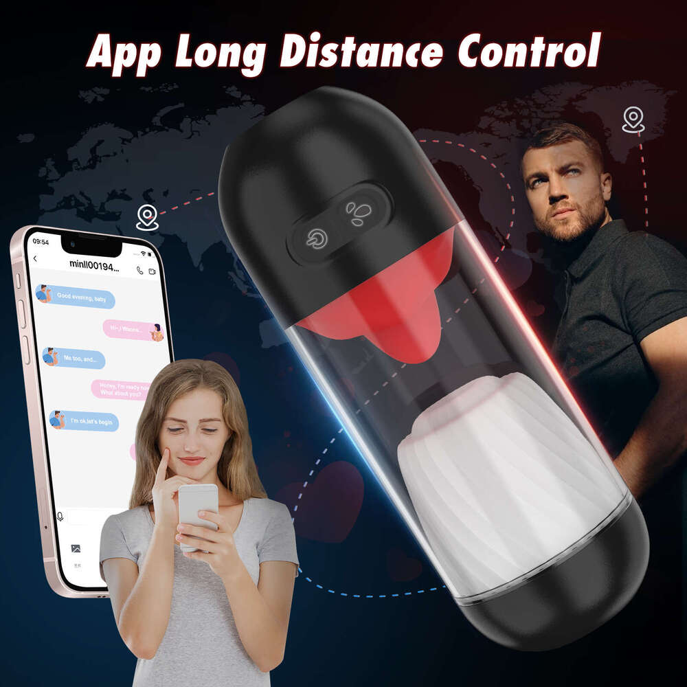 APP Control Automatic Male Masturbation Cup Licking Blowjob Masturbator with 9 Powerful Modes Pocket Pussy Sex Toys for Men