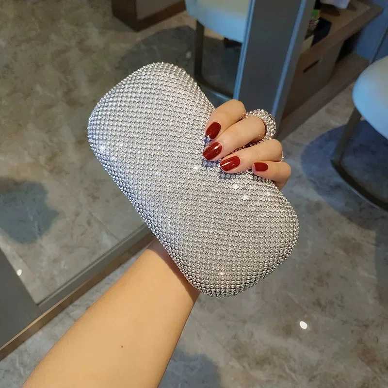 Luxury Chain Diamond Evening Bags Elegant Women Sparkle Ring Shoulder Bags Fashion Crossbody Bags Banquet Clutch Purse HandbagsXJ240729