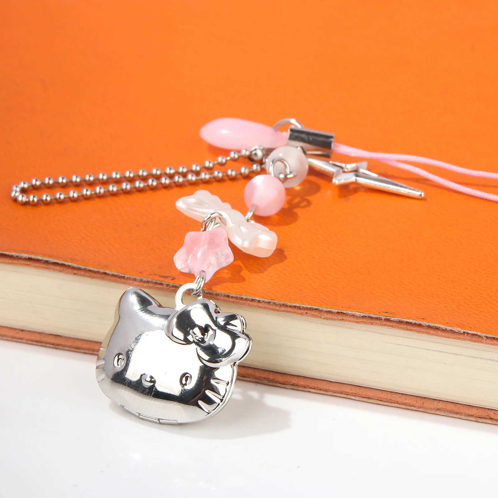 Cartoon Pink Kitty Cat Keychain Unique Design Cute Cartoon Character Pendant Keyring For Men Women Jewelry GiftsL240729