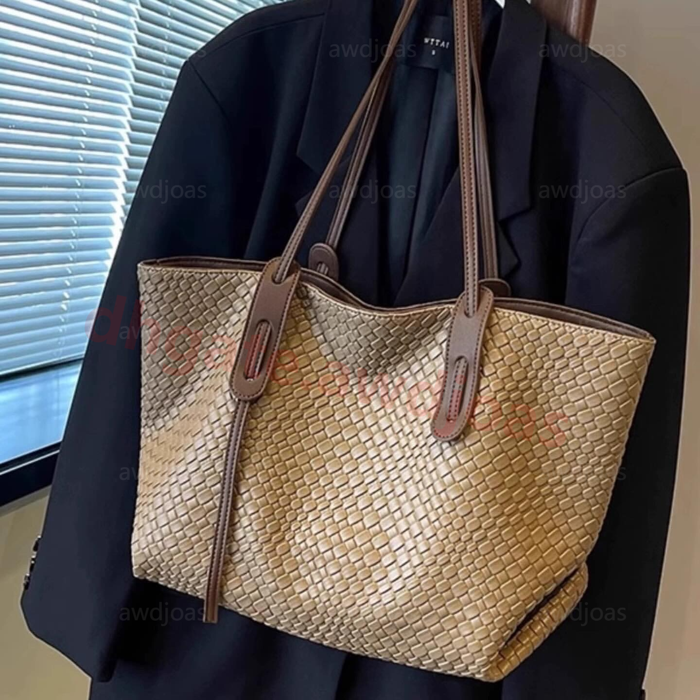 Large Commuter Quilted Designer Beach Bag School Work Laptop Real Leather Travel Handbag Crossbody Casual Tote 45*28*18Cm