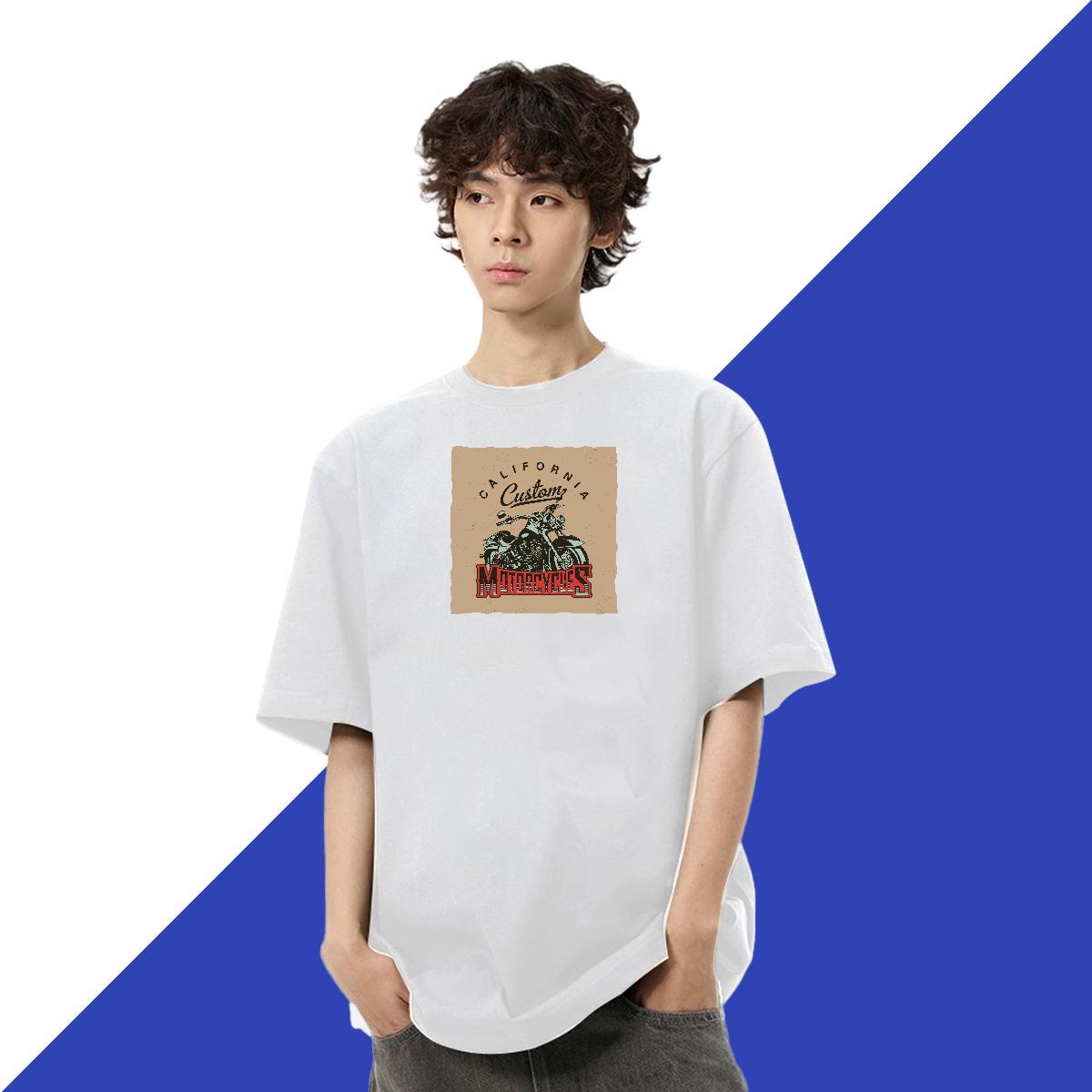 Free Shipping Men Tops Tees 230g Pure Cotton Daily Wear Motorcycle DIY Anime Breathable Short Sleeve 2024 DIY Man T Shirts Tee Shirt