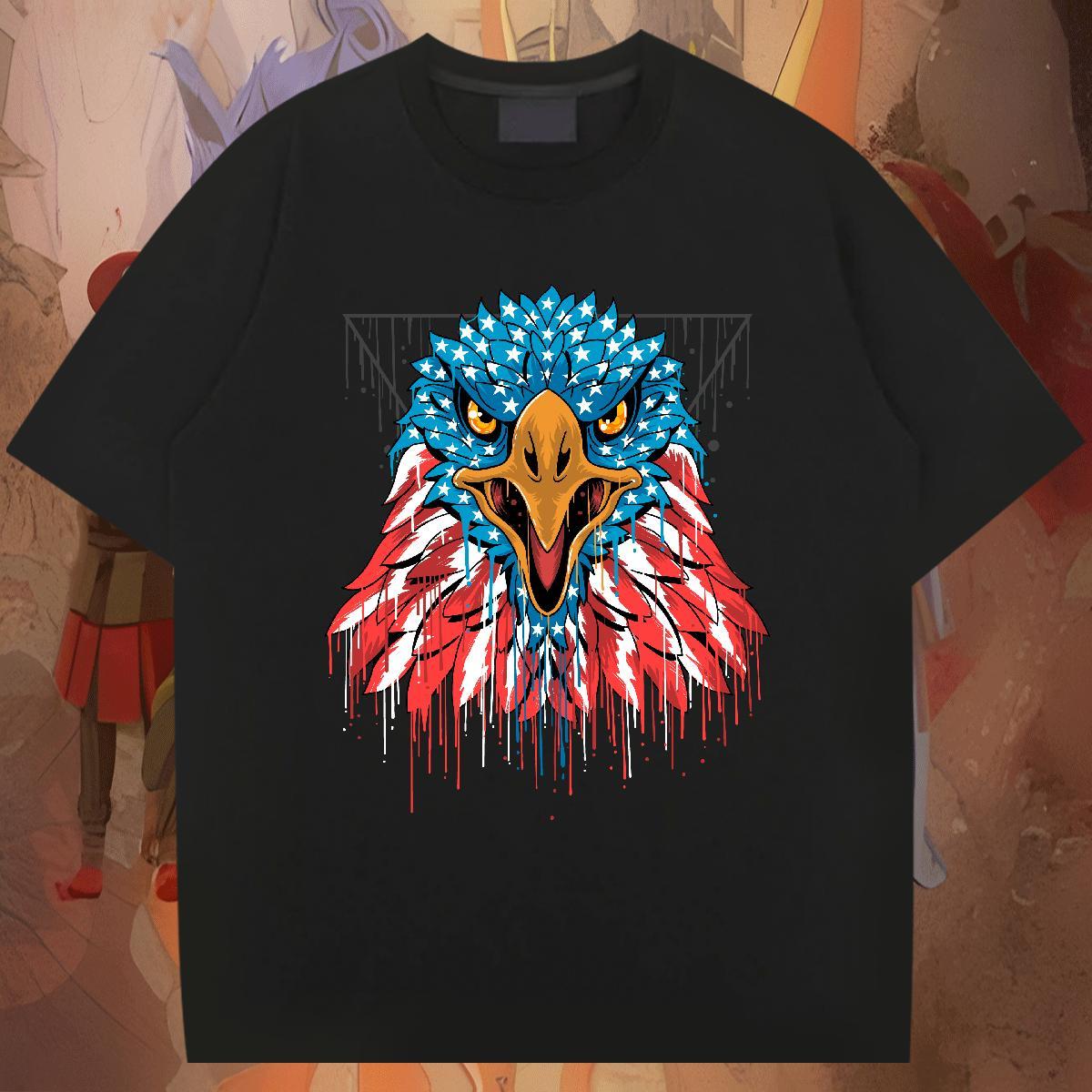 TOP Quality Men Tees 230g 100% Cotton Sport eagle Oversized 3XL 4XL Breathable Short Sleeve 2024 DIY Men T Shirts Top Tees