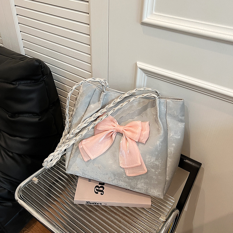 Women's niche design for handbags, bow tie, contrasting color single shoulder bag, 2024 trendy and versatile casual tote women's bag H729#13