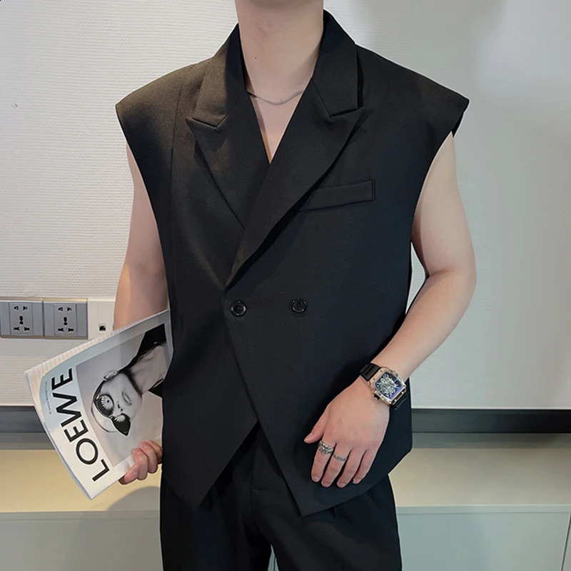 IEFB Summer Niche Suit Vest Mens Fashion Sleeveless Blazers Tank Tops Korean Style Loose Casual Tops Solid Color 9C617 240729
