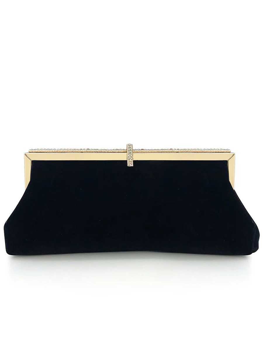 Black Velvet Dinner Clutch Wedding Party Handbag Annual Meeting Small Bag With Formal Purse Single Shoulder Fashion Evening BagXJ240729