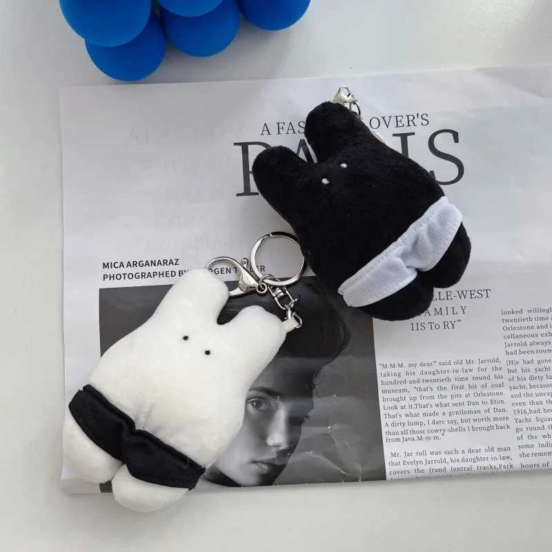 Cute Moon rabbit Cartoon Star Plush Doll Keychain Lovely Stuffed Pentagram Keyring Bag Pendant Bags Decoration AccessoriesL240729