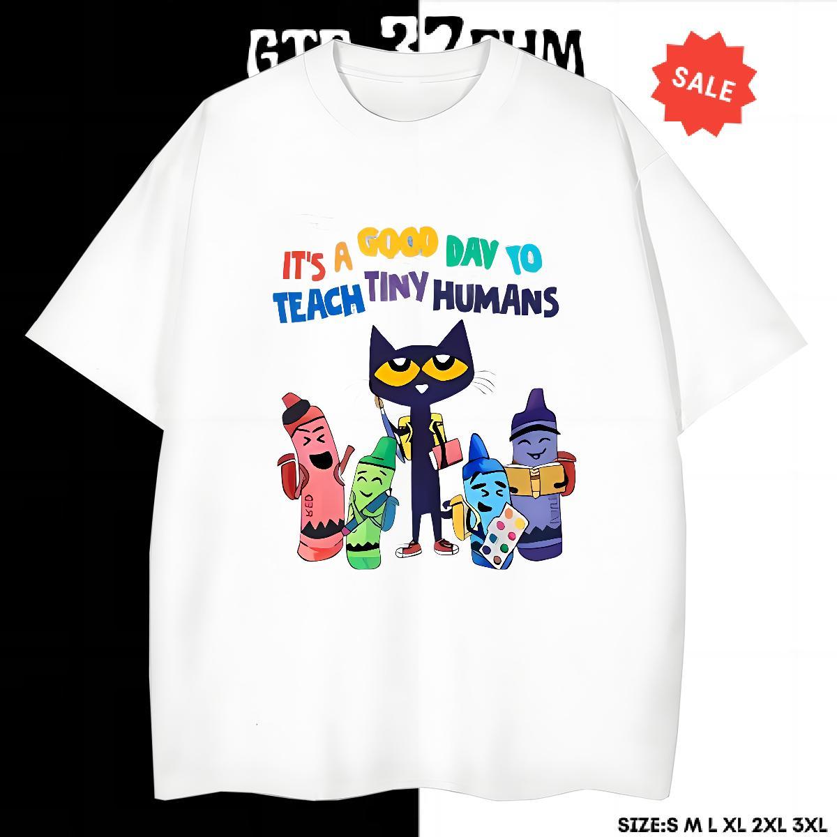 Cool Men Clothes T-Shirt 230g Pure Cotton Casual cat Plus Size Cartoon Breathable Short Sleeve Designer T-Shirts for Men Wear