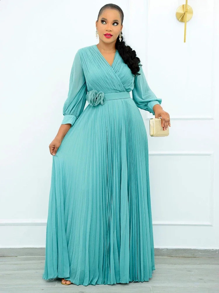 Robe Africaine Long Sleeve Dresses For Women Elegant Wedding Gown Muslim Chiffon Abaya Turkish Dubai Kaftan Dress Outfit 240722