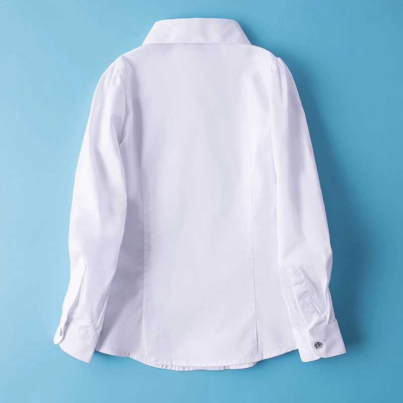 Preppy White Blouses for Girls Shirts School Uniform Childrens Clothing Autumn Youth Clothing Top 6 8 9 10 14 Year OldW240729
