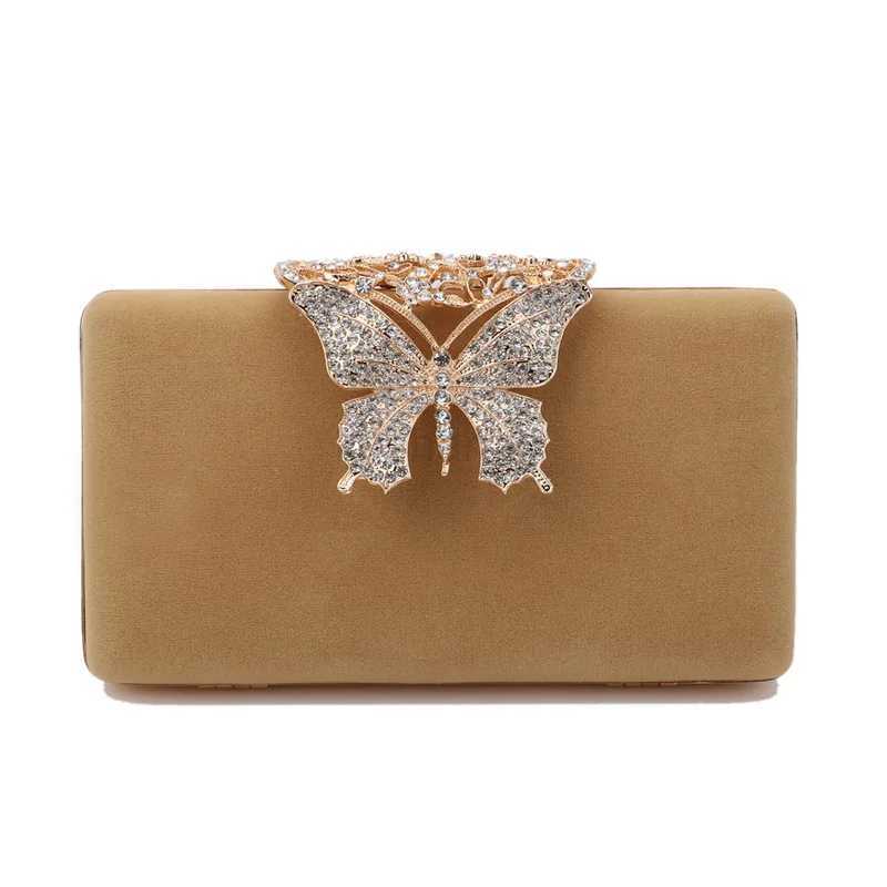 Women Evening Bags Butterfly Golden Day Clutch Rhinestones Shoulder Chain Party Holdr Handbags For Fashion Lady PurseXJ240729