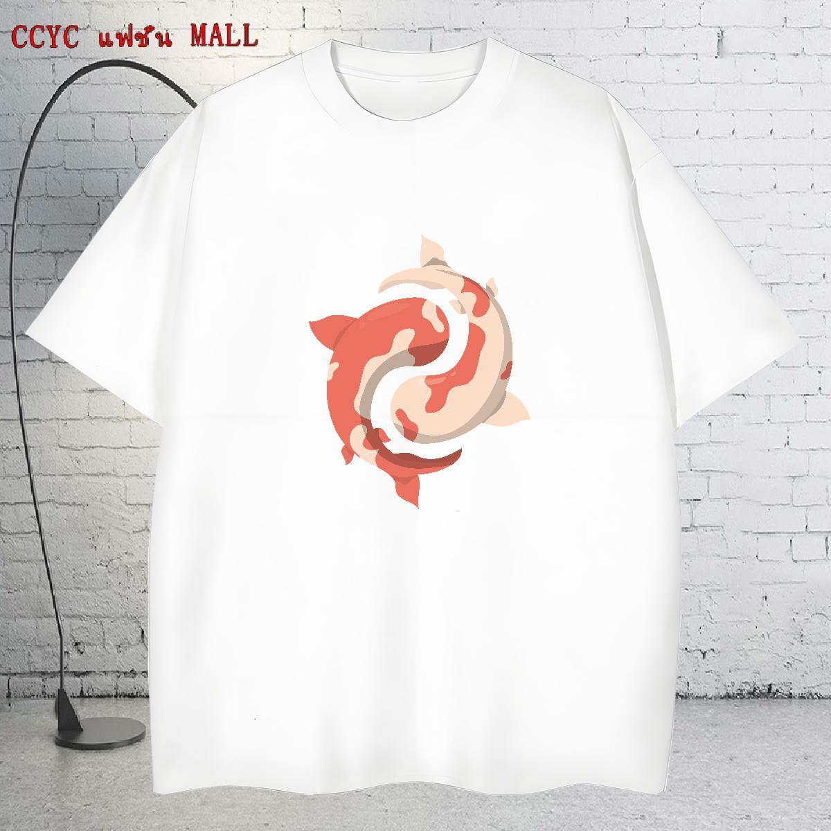 Loose Fit Couples T Shirts 230g 100% Cotton Outdoor fish Custom Cartoon O Neck Short Sleeves Fashion Men T Shirts Top Tees