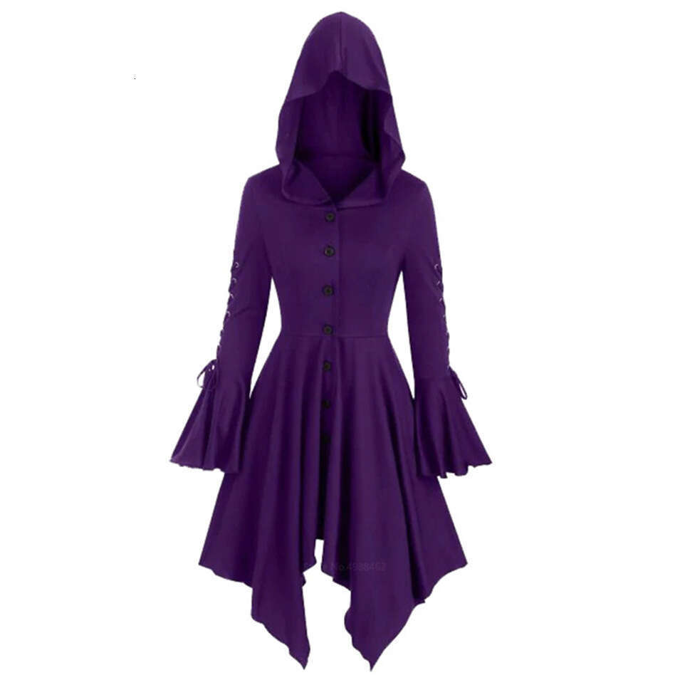 2024 New Womens Gothic Style Hooded Super Hot with Irregular Hem and Polyester Sleeves Punk Jacket Sexy Dress Autumn Dress Women Sexy Loose Silk Dress